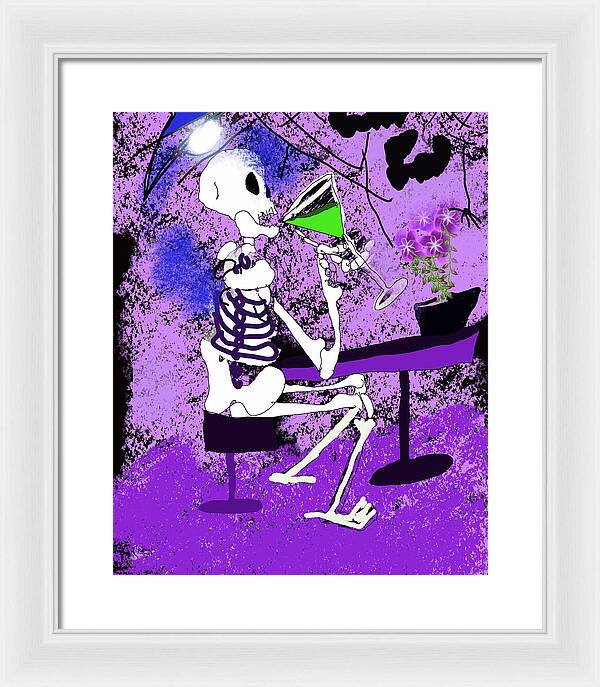 Skeleton Sipping Margarita - Framed Print