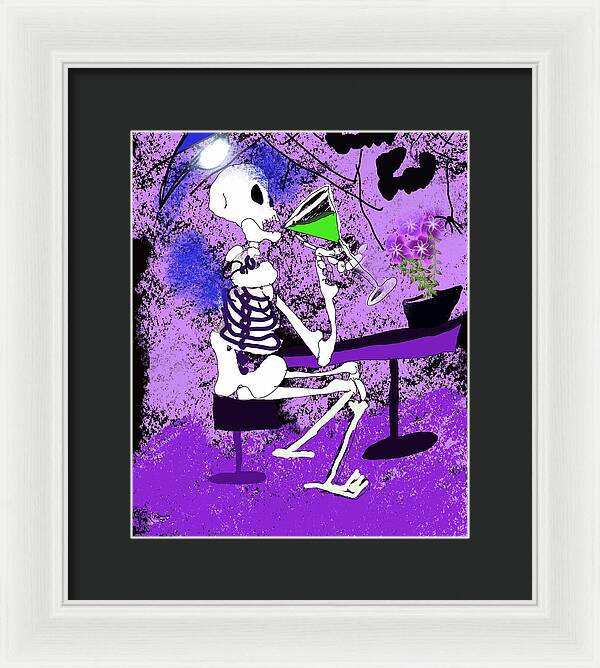 Skeleton Sipping Margarita - Framed Print