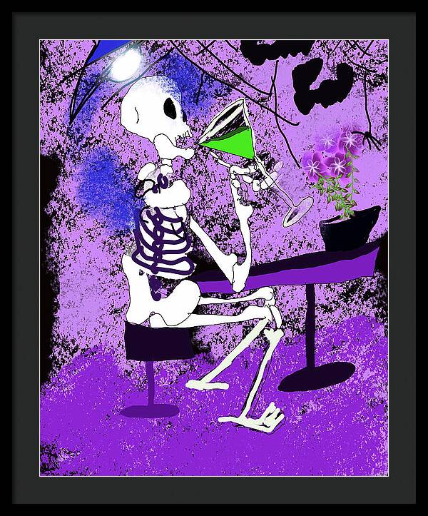Skeleton Sipping Margarita - Framed Print