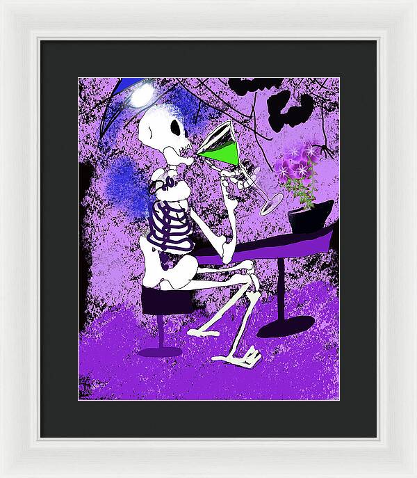 Skeleton Sipping Margarita - Framed Print