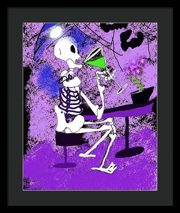 Skeleton Sipping Margarita - Framed Print