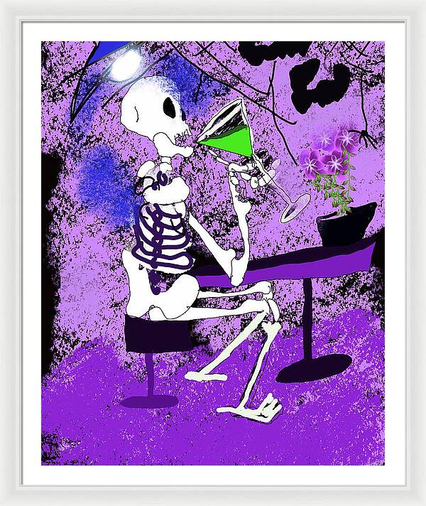 Skeleton Sipping Margarita - Framed Print