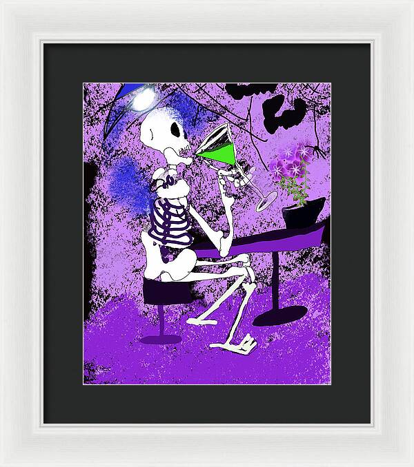 Skeleton Sipping Margarita - Framed Print