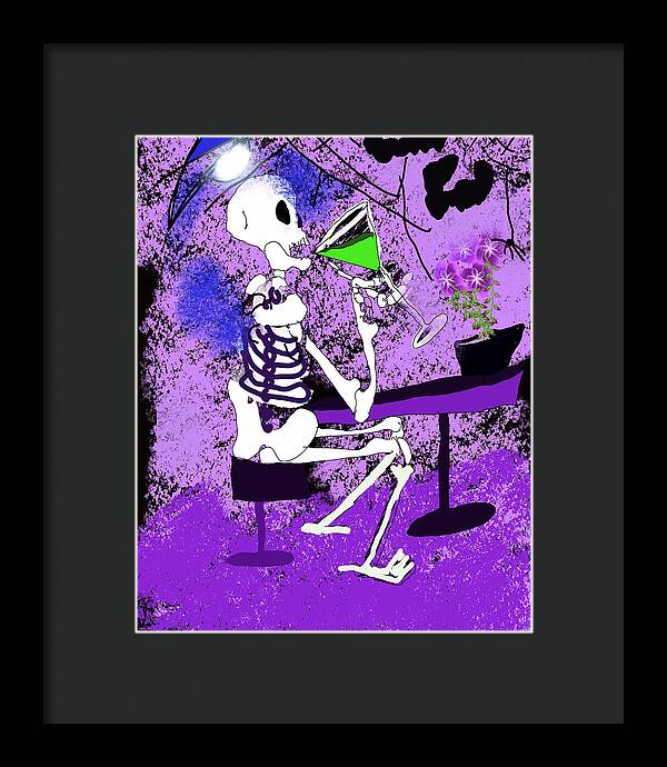 Skeleton Sipping Margarita - Framed Print