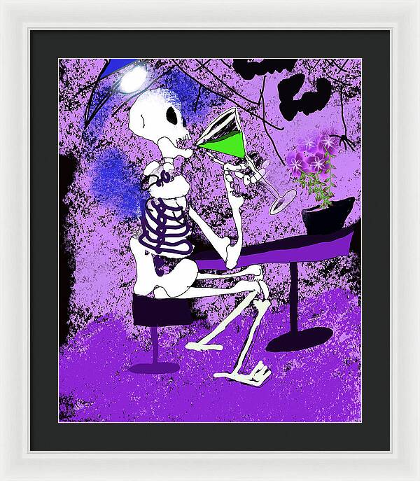 Skeleton Sipping Margarita - Framed Print