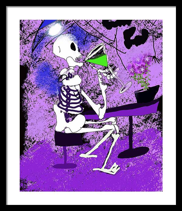 Skeleton Sipping Margarita - Framed Print