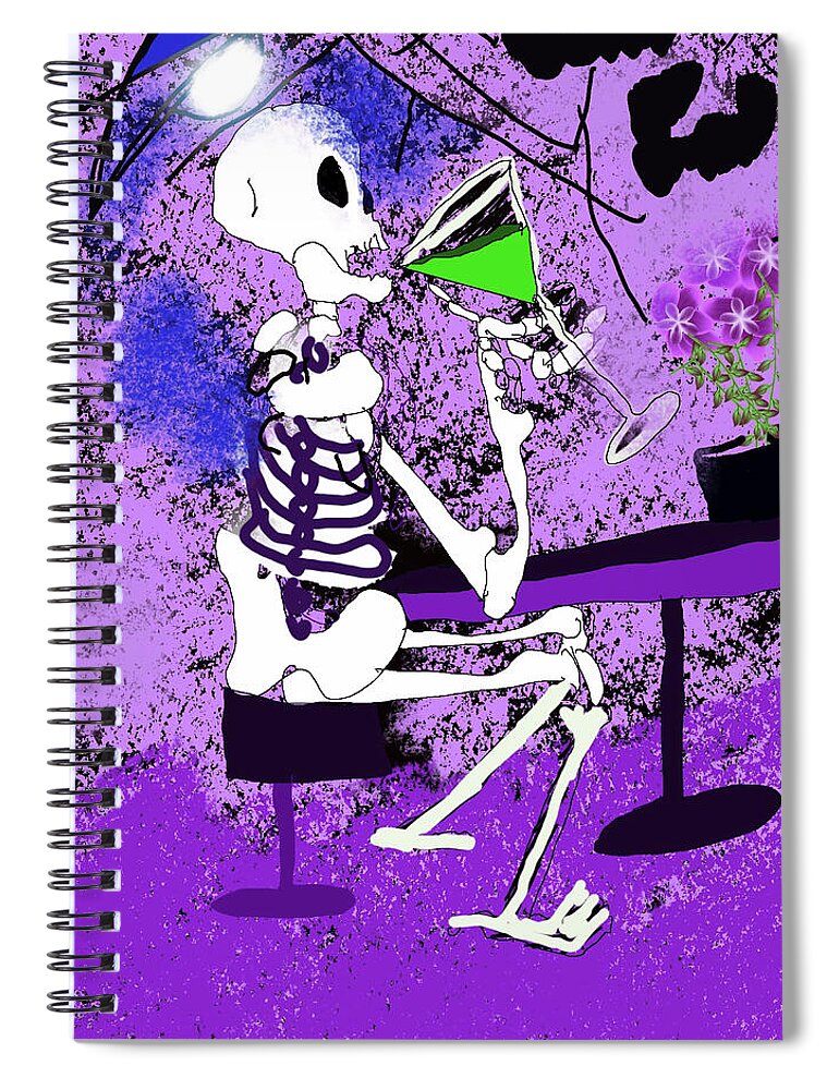 Skeleton Sipping Margarita - Spiral Notebook