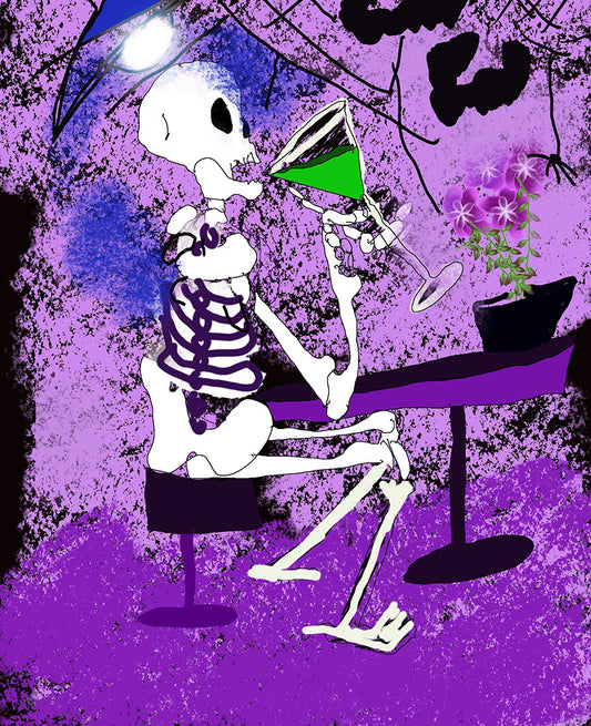 Skeleton Sipping Margarita Digital Image Download