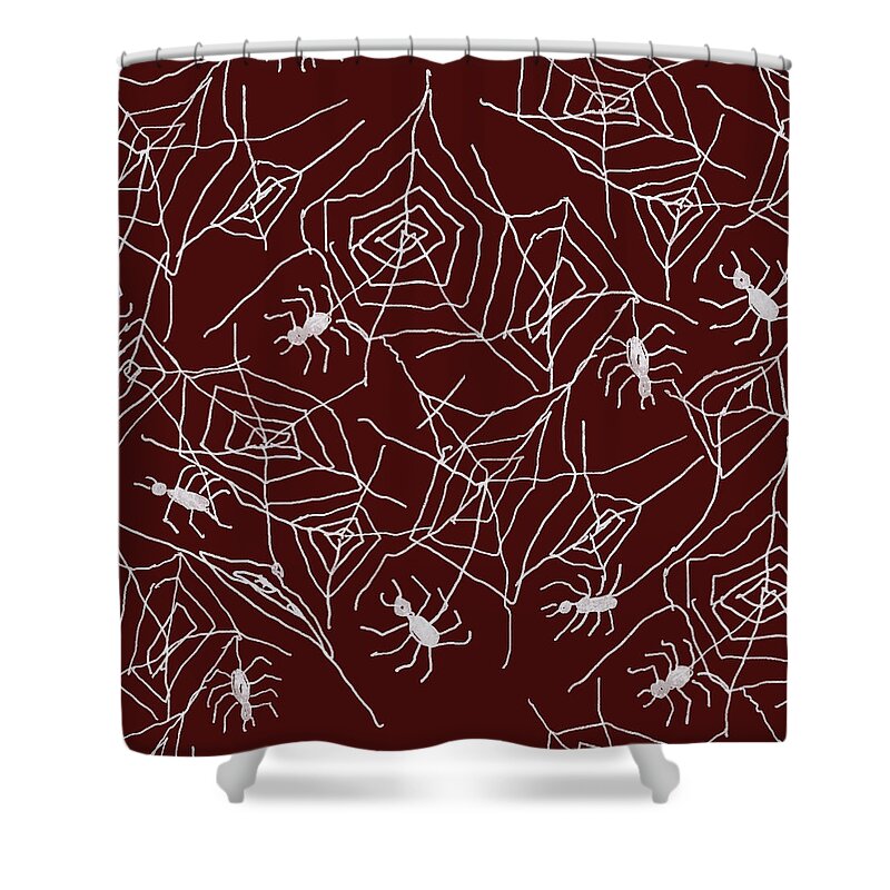Spider Webs on Red - Shower Curtain