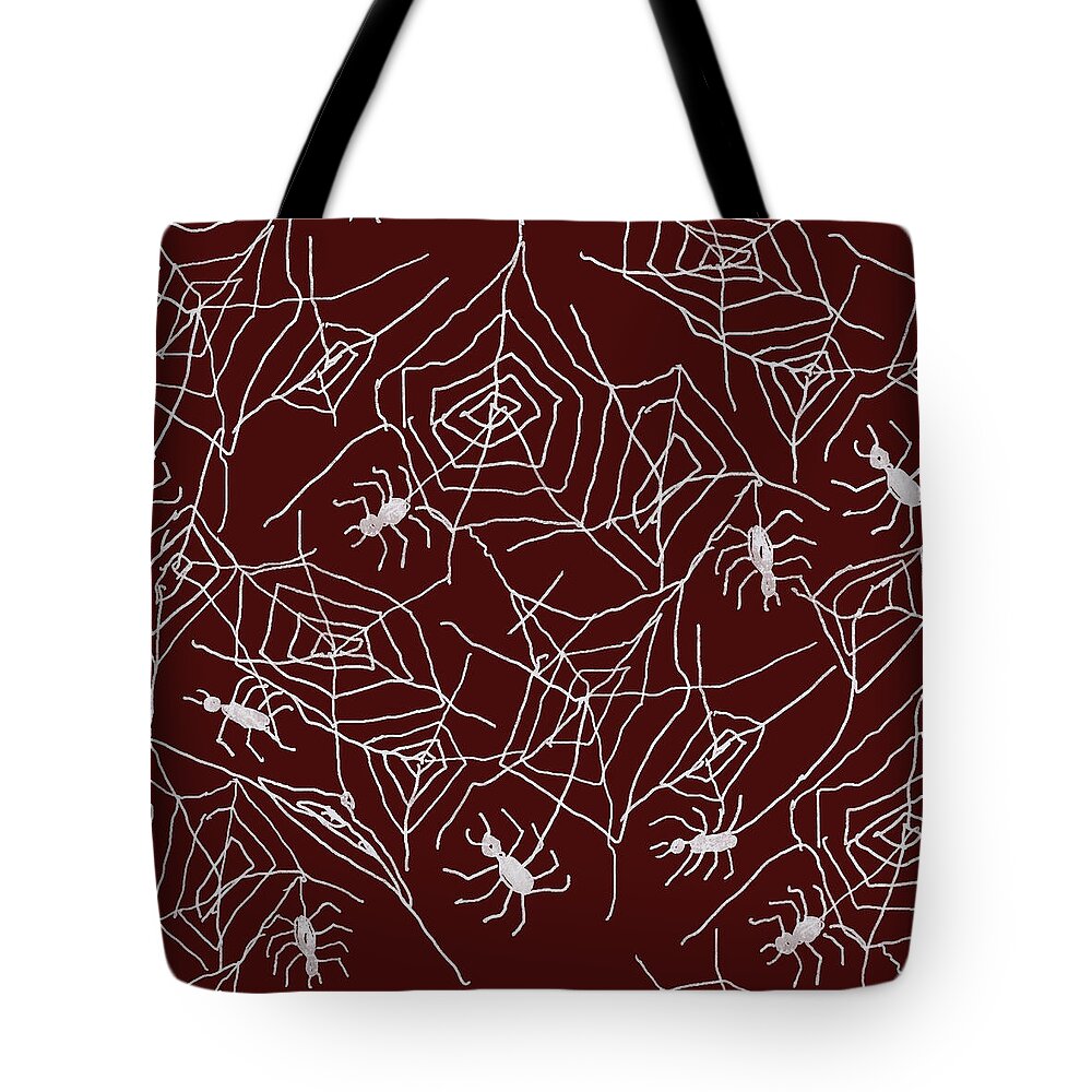 Spider Webs on Red - Tote Bag