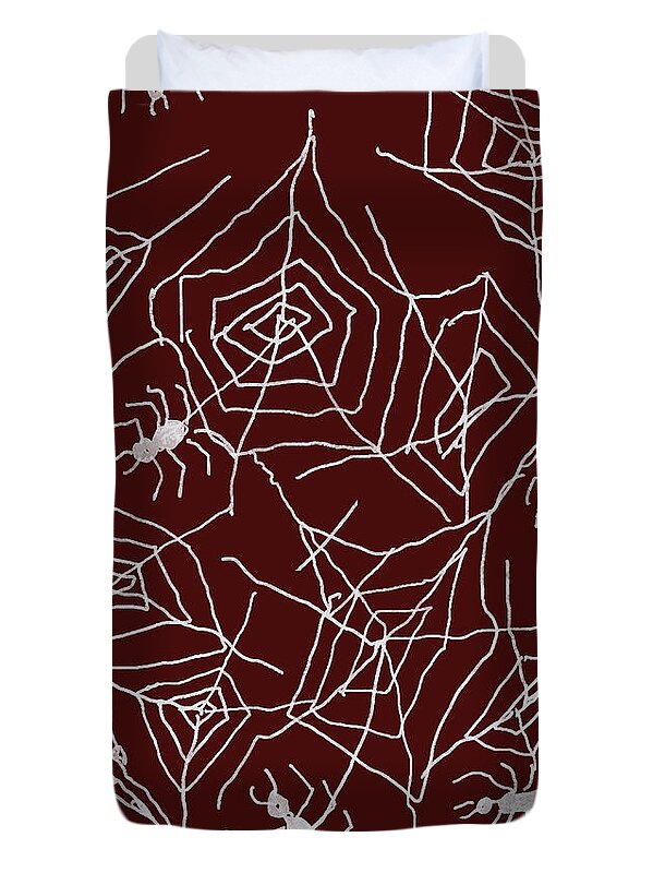 Spider Webs on Red - Duvet Cover