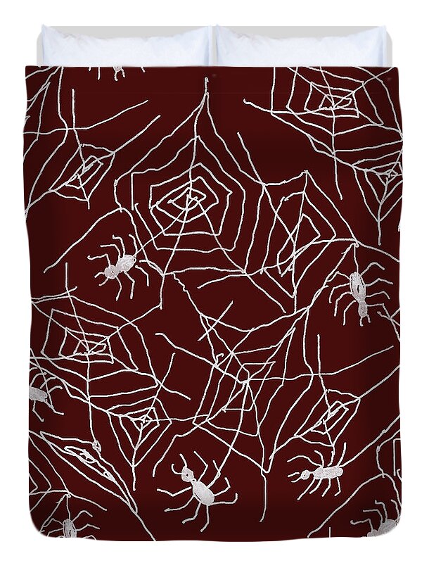 Spider Webs on Red - Duvet Cover