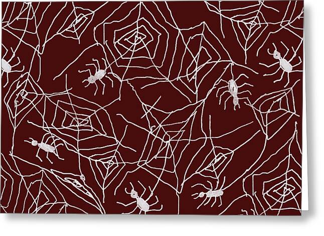 Spider Webs on Red - Greeting Card