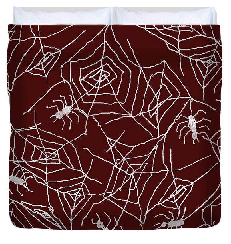 Spider Webs on Red - Duvet Cover