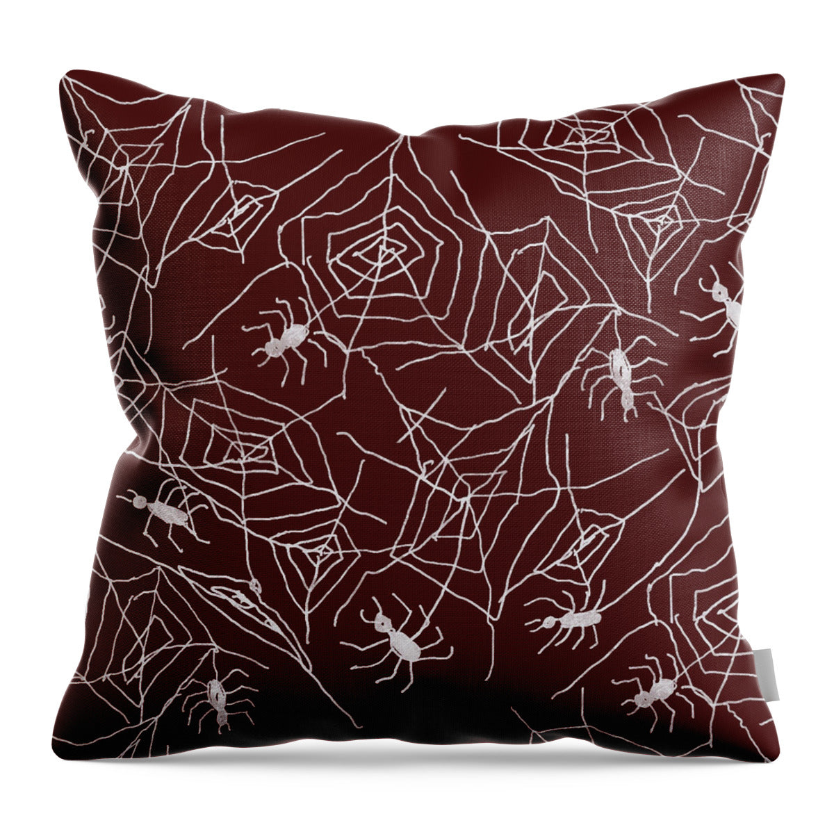 Spider Webs on Red - Throw Pillow