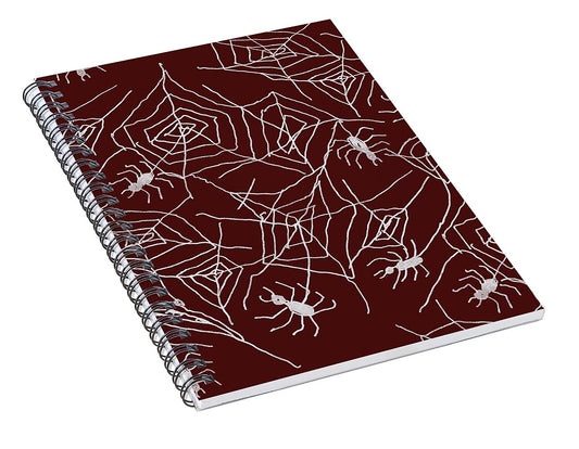 Spider Webs on Red - Spiral Notebook