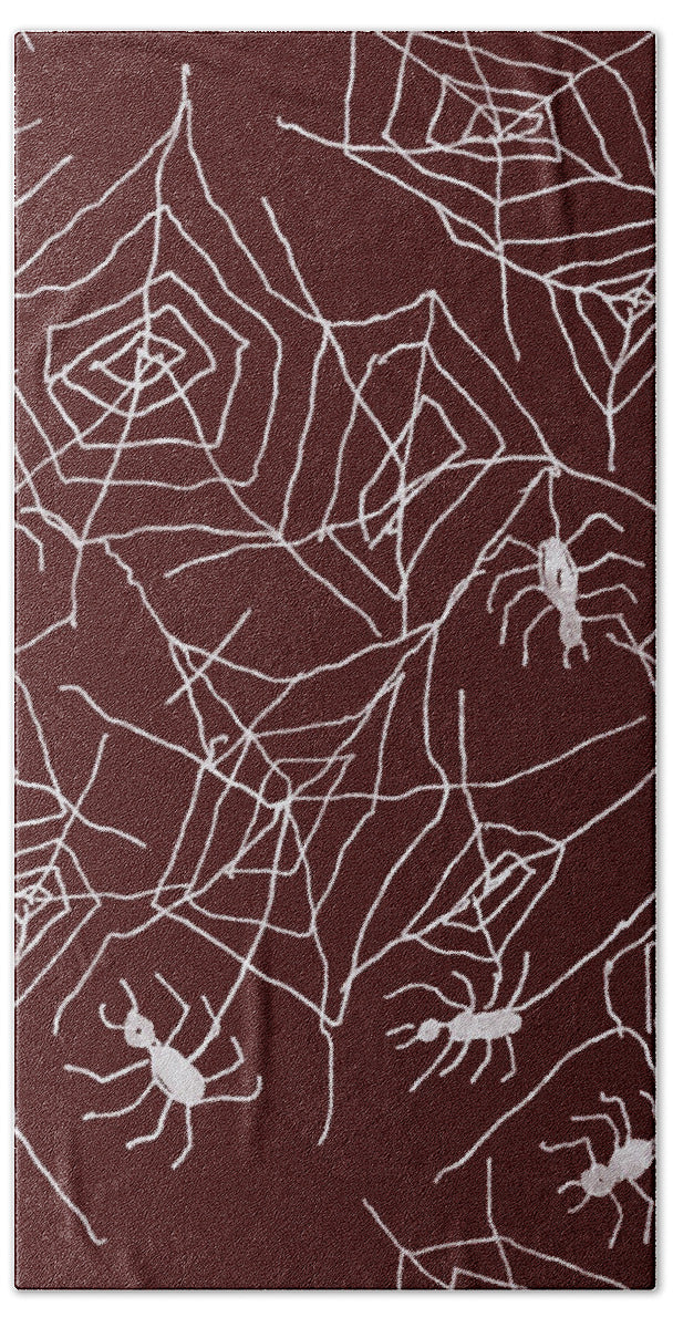 Spider Webs on Red - Beach Towel