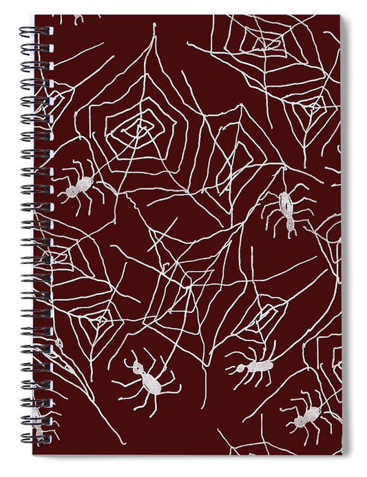 Spider Webs on Red - Spiral Notebook