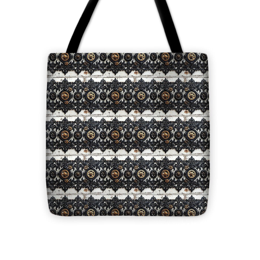 Steampunk Black Lace Pattern - Tote Bag