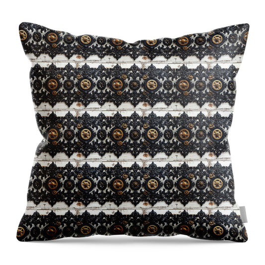 Steampunk Black Lace Pattern - Throw Pillow