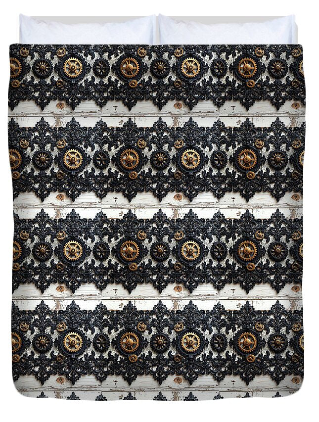 Steampunk Black Lace Pattern - Duvet Cover