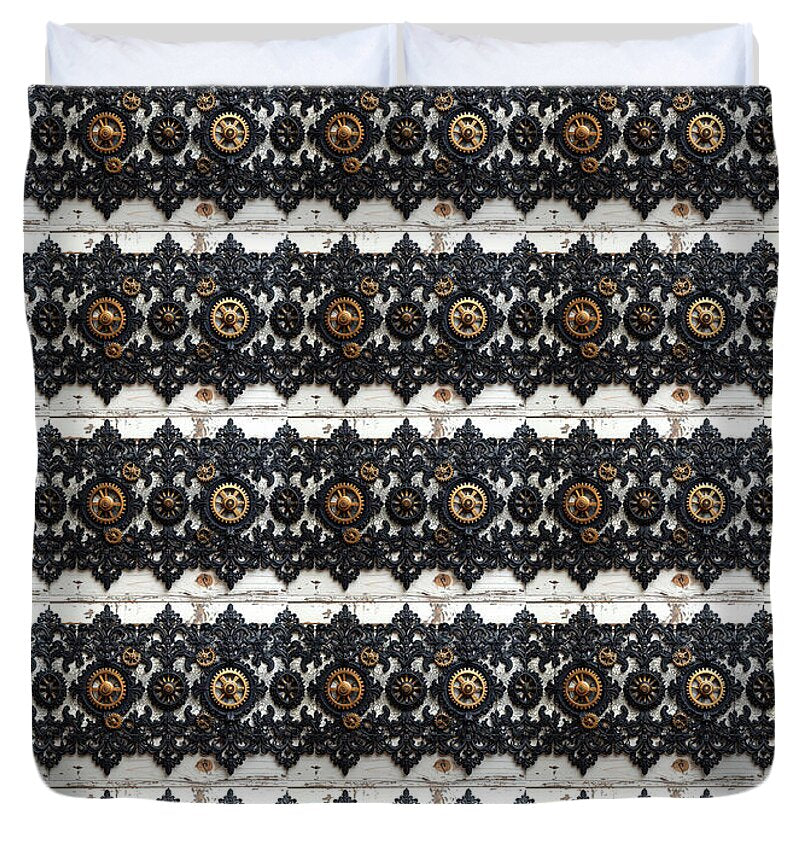Steampunk Black Lace Pattern - Duvet Cover