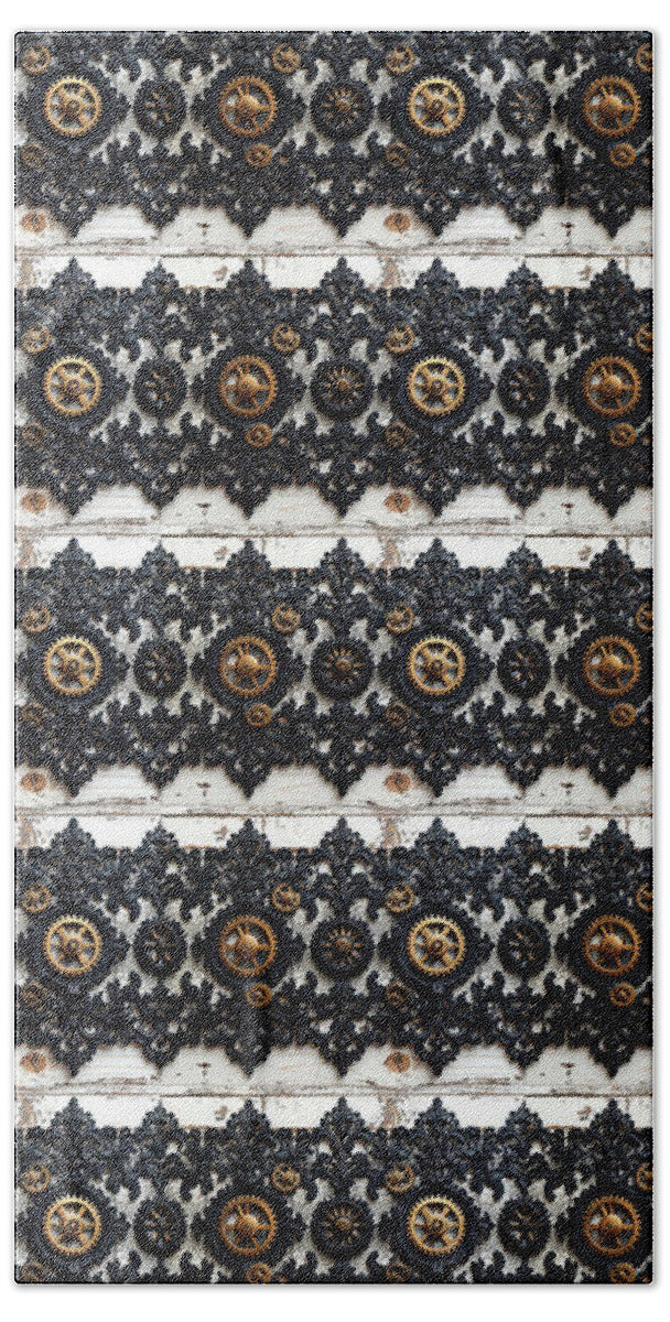 Steampunk Black Lace Pattern - Beach Towel