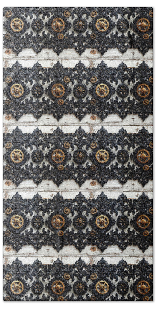Steampunk Black Lace Pattern - Beach Towel