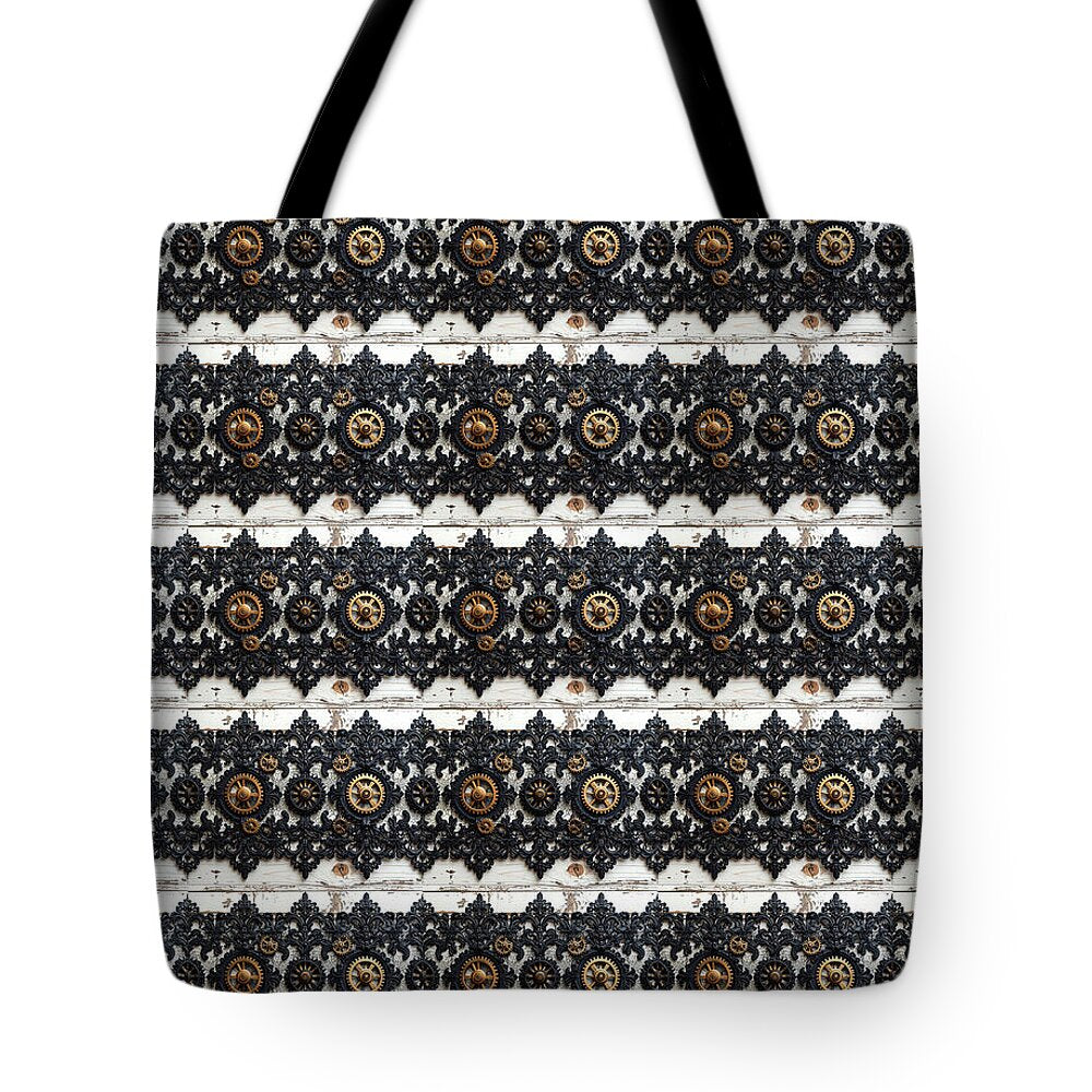 Steampunk Black Lace Pattern - Tote Bag
