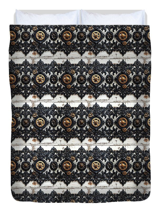 Steampunk Black Lace Pattern - Duvet Cover