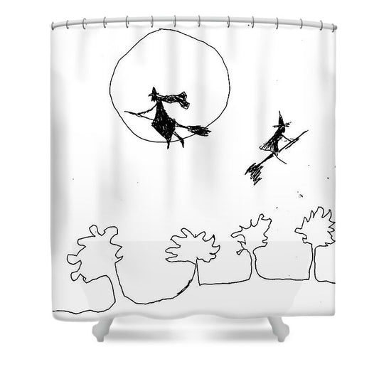 Witches Flying Across the Night Sky - Shower Curtain