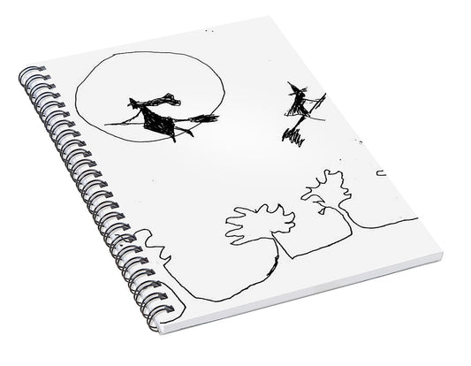 Witches Flying Across the Night Sky - Spiral Notebook