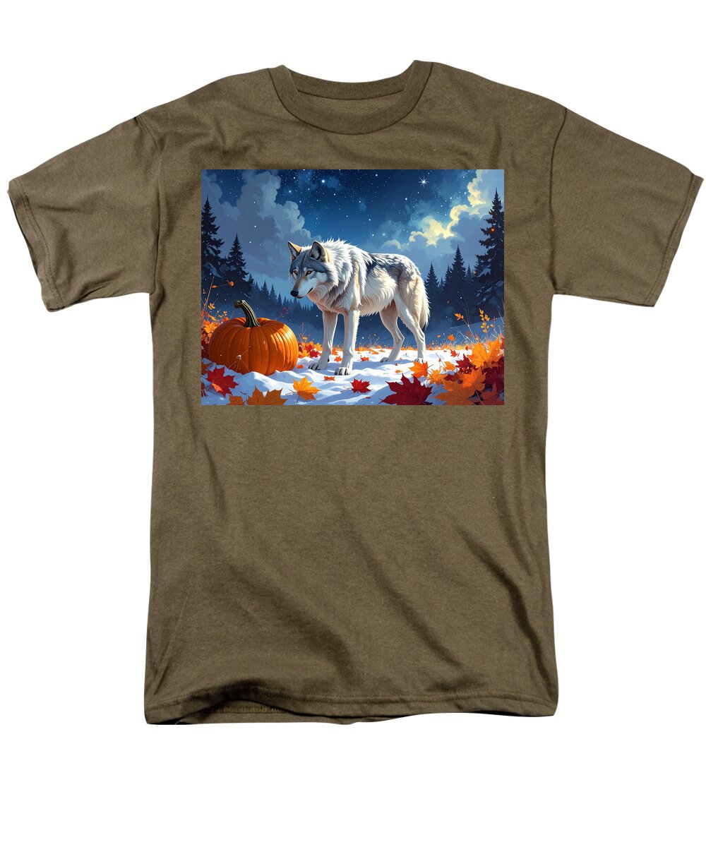 Wolf Among Autumn Leaves - Men's T-Shirt (Regular Fit)