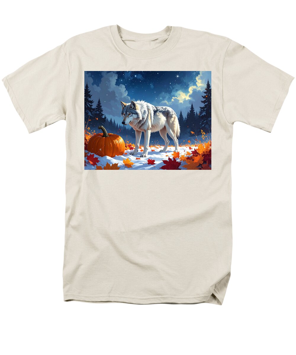 Wolf Among Autumn Leaves - Men's T-Shirt (Regular Fit)