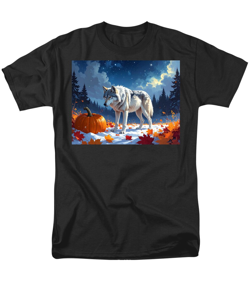 Wolf Among Autumn Leaves - Men's T-Shirt (Regular Fit)