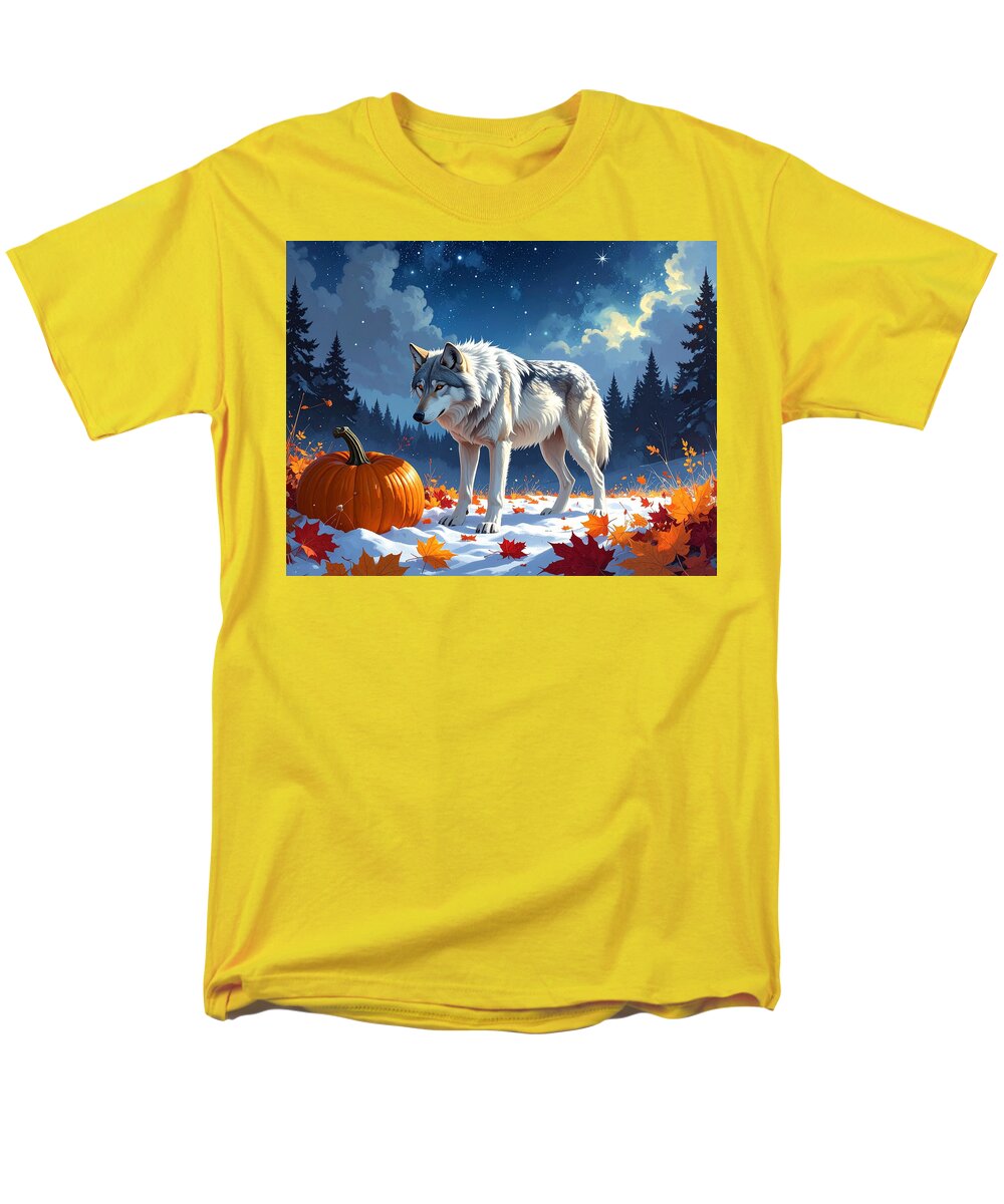 Wolf Among Autumn Leaves - Men's T-Shirt (Regular Fit)