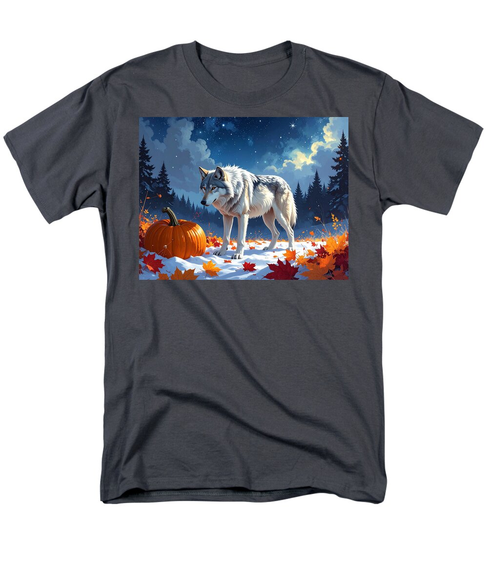 Wolf Among Autumn Leaves - Men's T-Shirt (Regular Fit)