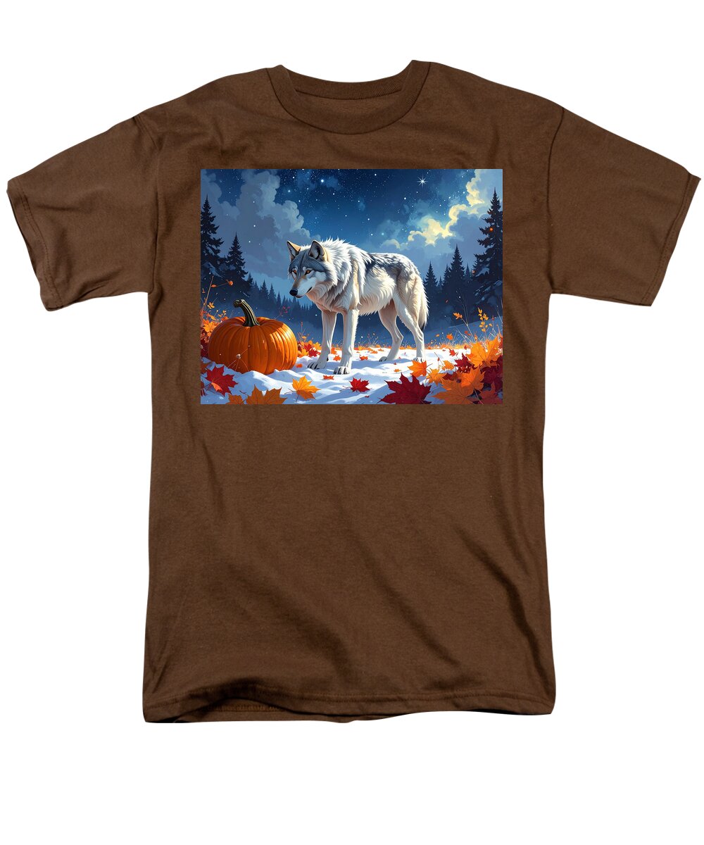 Wolf Among Autumn Leaves - Men's T-Shirt (Regular Fit)