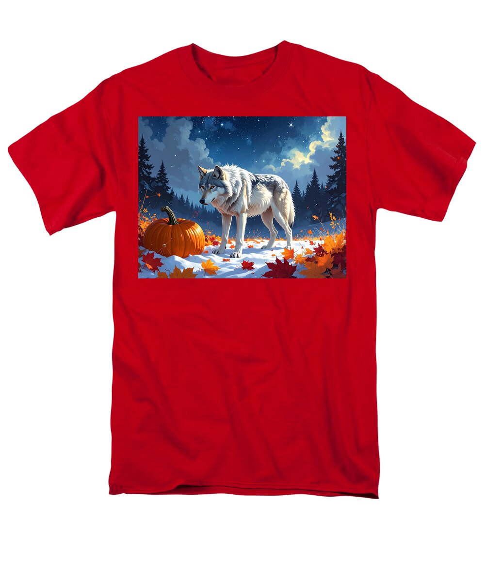 Wolf Among Autumn Leaves - Men's T-Shirt (Regular Fit)