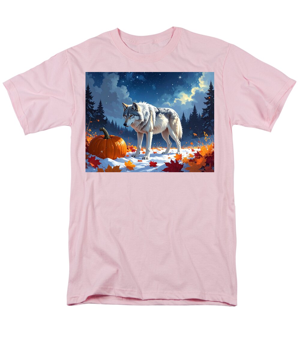 Wolf Among Autumn Leaves - Men's T-Shirt (Regular Fit)