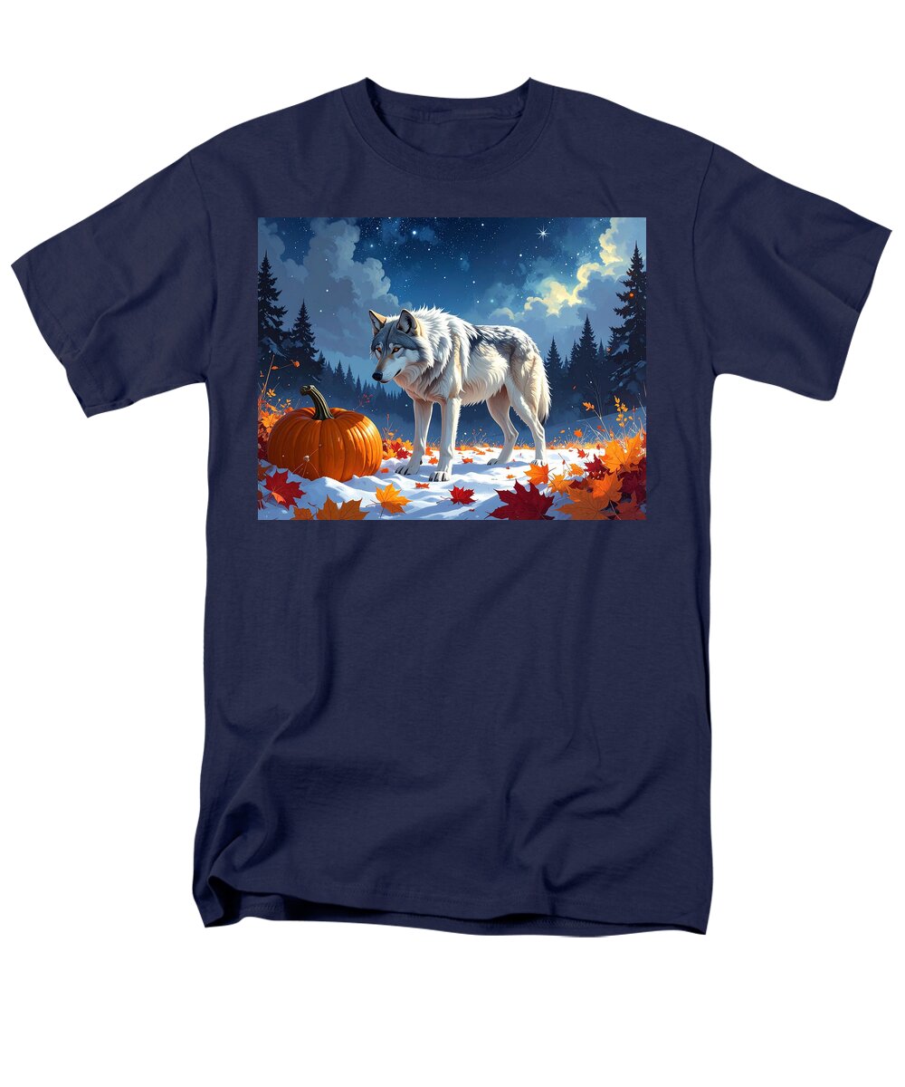 Wolf Among Autumn Leaves - Men's T-Shirt (Regular Fit)