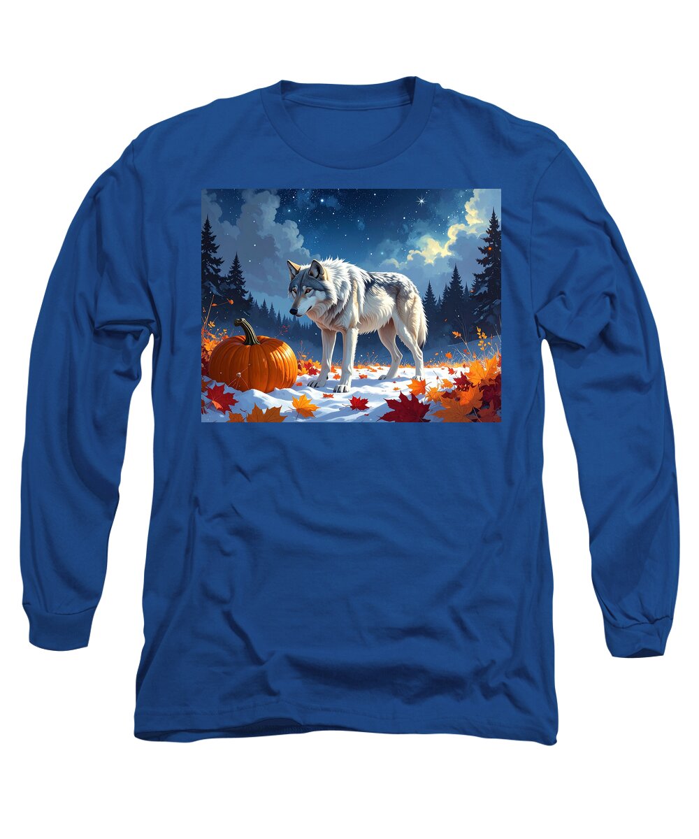 Wolf Among Autumn Leaves - Long Sleeve T-Shirt