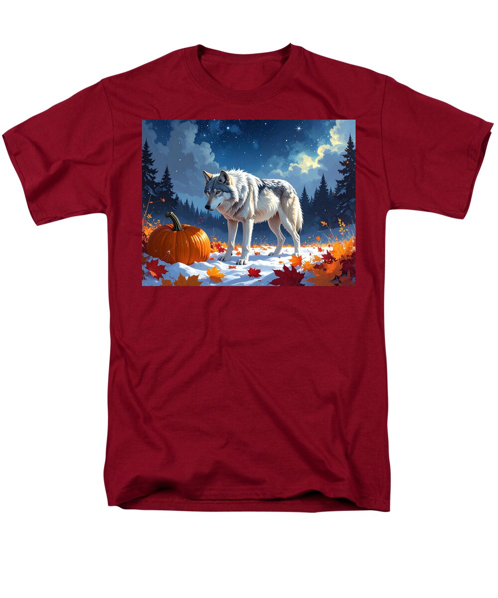 Wolf Among Autumn Leaves - Men's T-Shirt (Regular Fit)