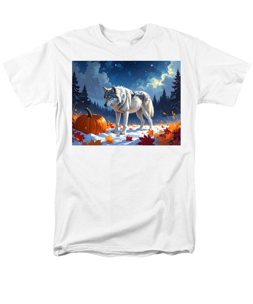 Wolf Among Autumn Leaves - Men's T-Shirt (Regular Fit)