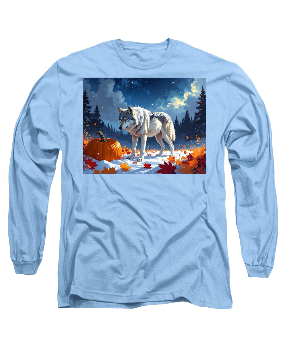 Wolf Among Autumn Leaves - Long Sleeve T-Shirt