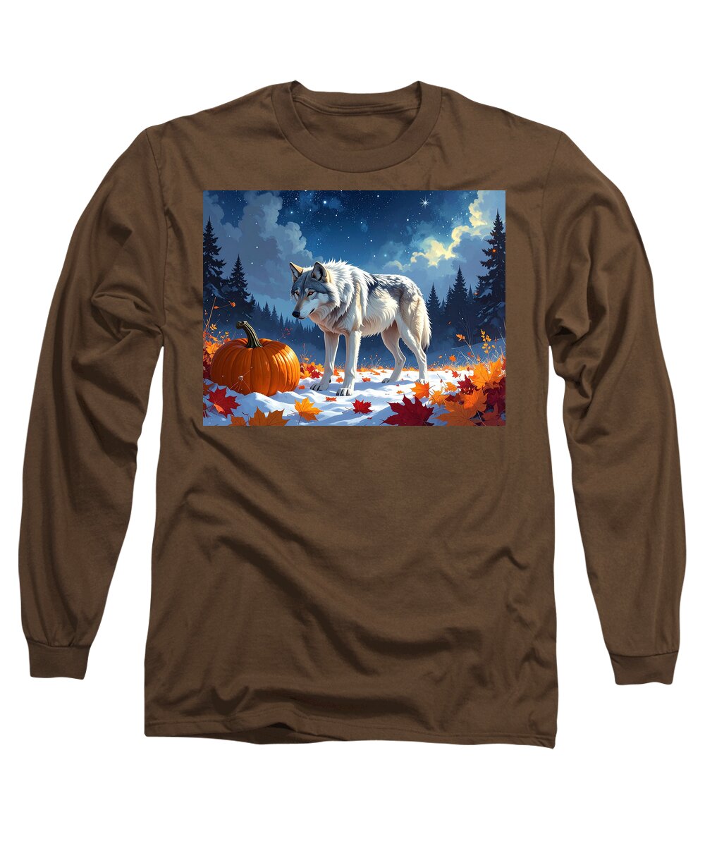 Wolf Among Autumn Leaves - Long Sleeve T-Shirt