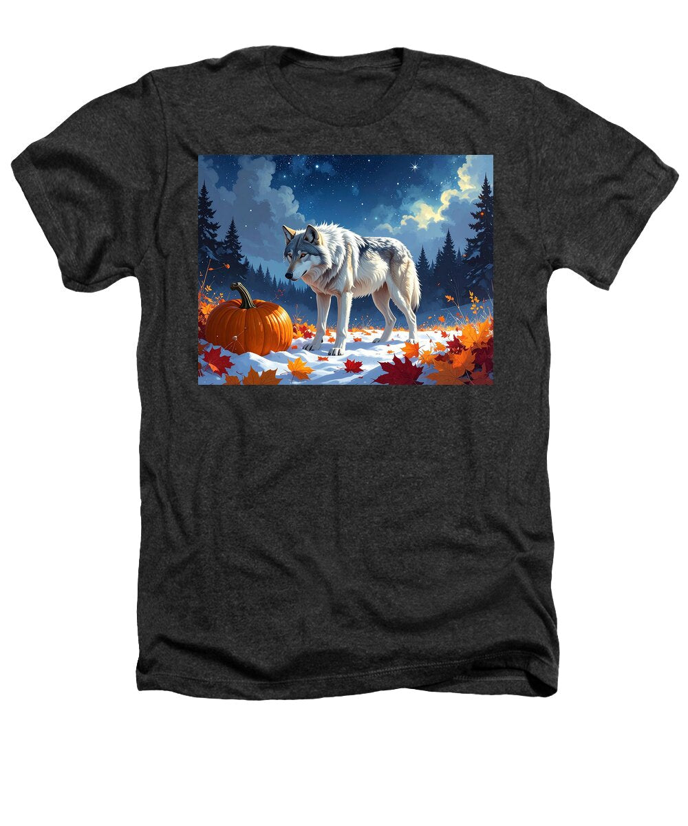 Wolf Among Autumn Leaves - Heathers T-Shirt