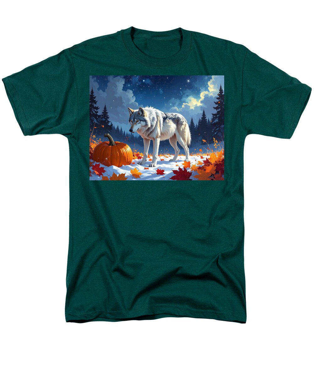 Wolf Among Autumn Leaves - Men's T-Shirt (Regular Fit)