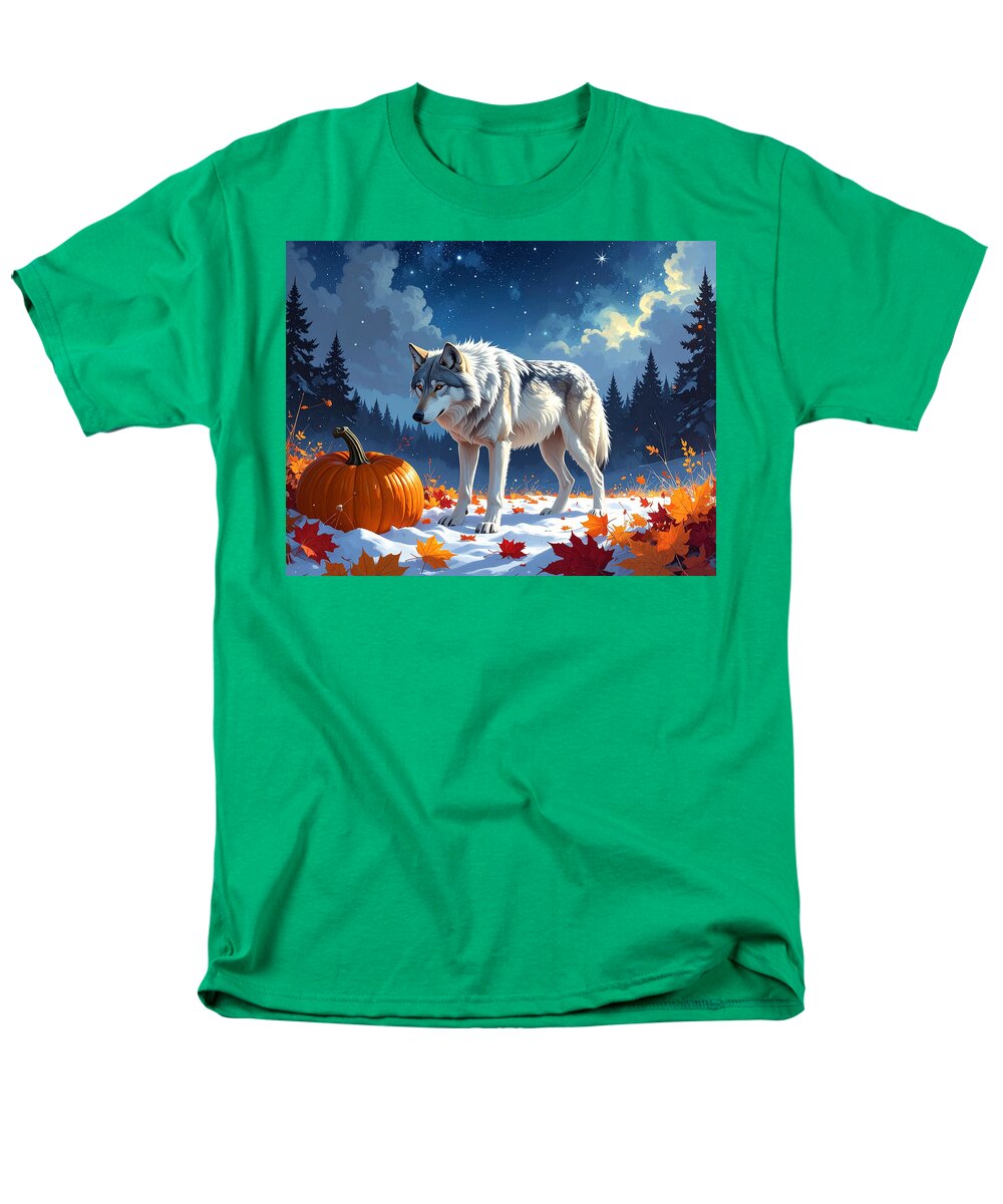 Wolf Among Autumn Leaves - Men's T-Shirt (Regular Fit)
