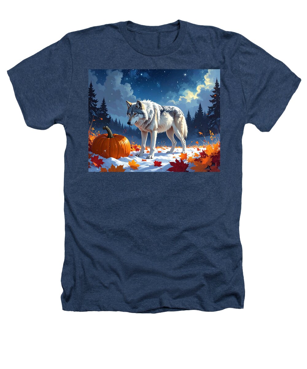 Wolf Among Autumn Leaves - Heathers T-Shirt